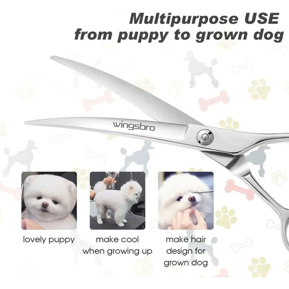 Professional Curved Dog Grooming Scissors 75 Inch Stainless Steel Pet Hair Cutting Shears 6