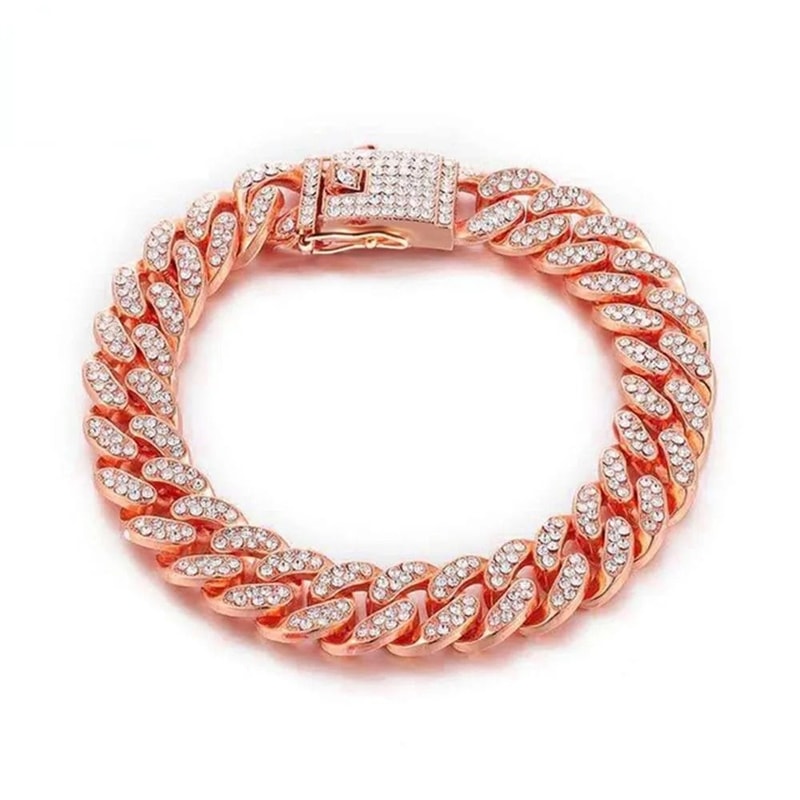 Luxury Rhinestone Dog Chain Collar Stainless Steel Bling Pet Necklace For Dogs And Cats 5