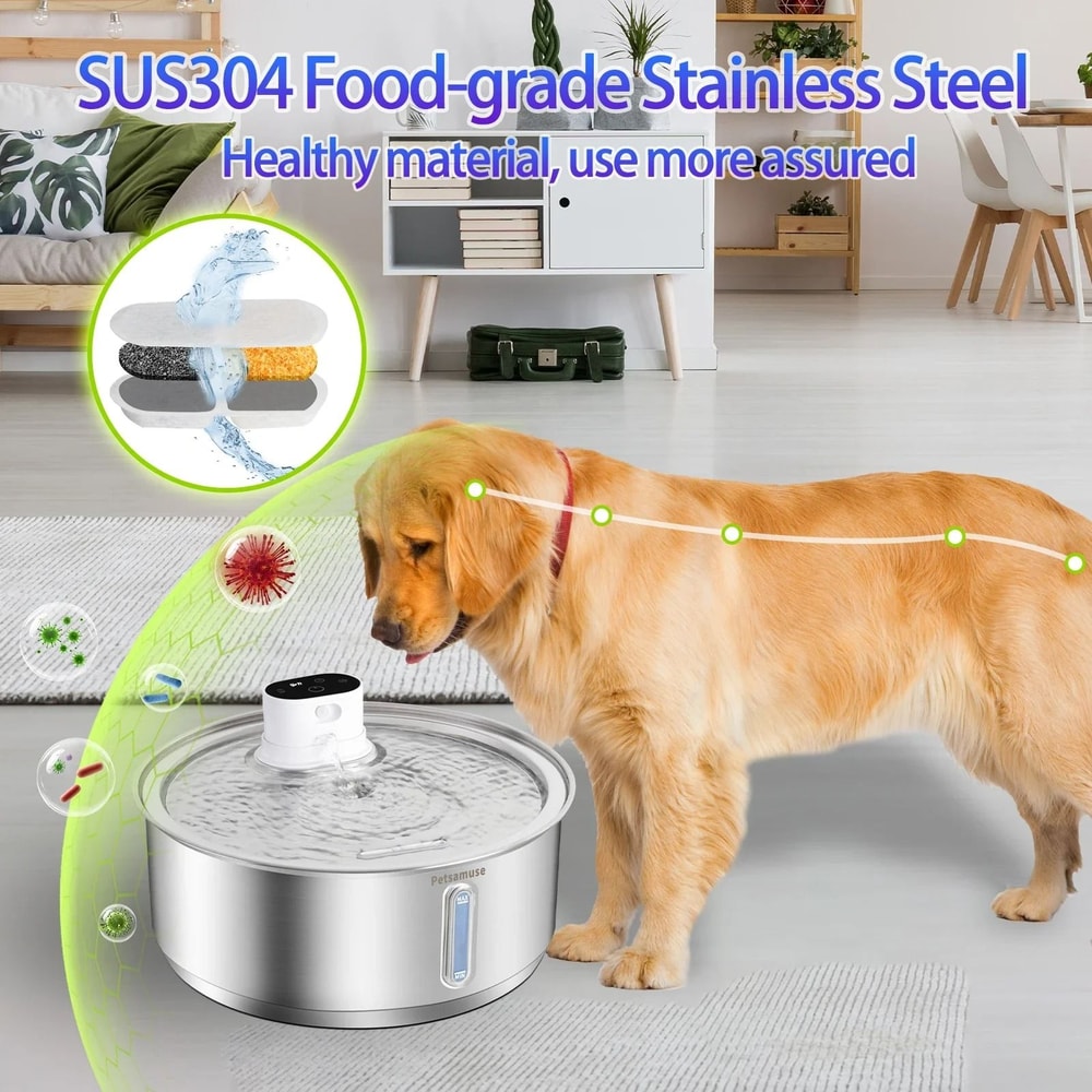8L Automatic Stainless Steel Pet Water Fountain Smart Sensor Drinking Dispenser For Dogs And Cats 9