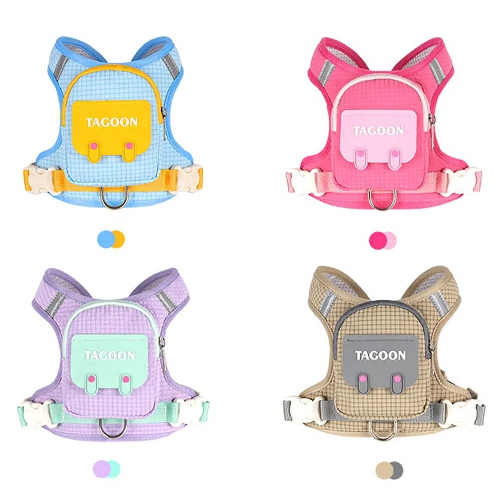 Adjustable Reflective Dog Harness And Leash Set With Backpack For Small Pets 10