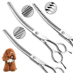 professional curved pet grooming scissors 7 inch chunking shears for dogs and cats