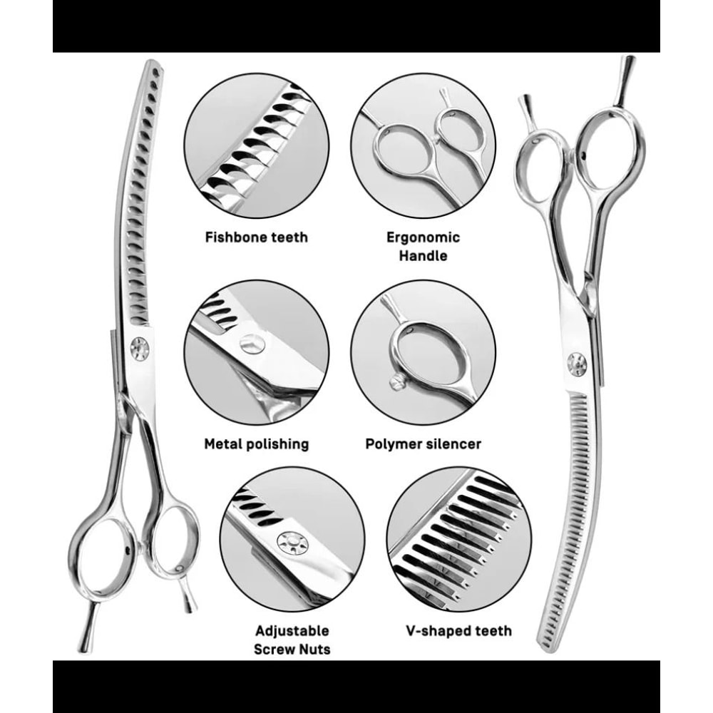 Professional Curved Pet Grooming Scissors 7 Inch Chunking Shears For Dogs And Cats 9