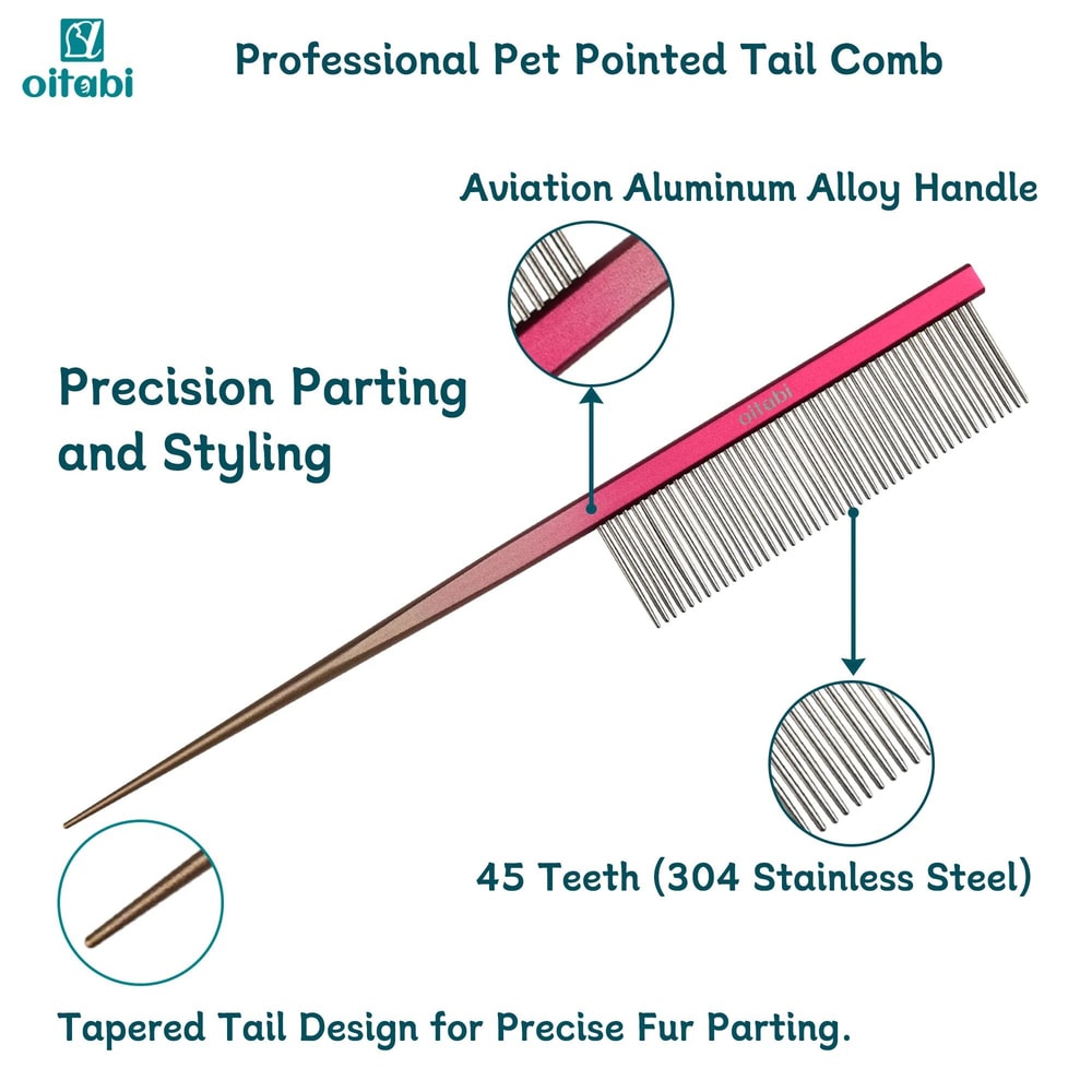 OITABI Professional Pet Grooming Comb Pointed Tail Styling And Fluffing Comb For Dogs And Cats 11