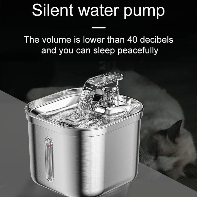 Stainless Steel Automatic Pet Water Fountain Ultra Quiet Sensor Drinking Dispenser For Cats And Dog 5
