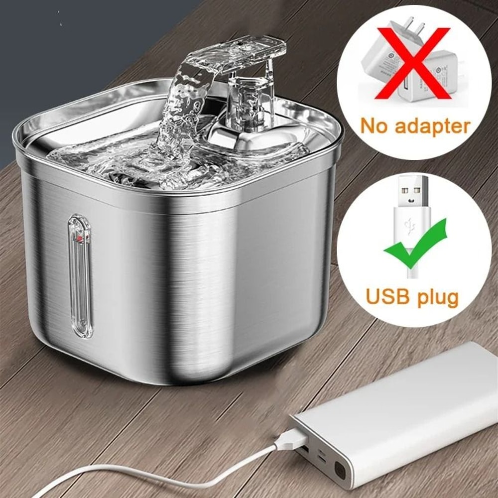 Stainless Steel Automatic Pet Water Fountain Ultra Quiet Sensor Drinking Dispenser For Cats And Dog 6