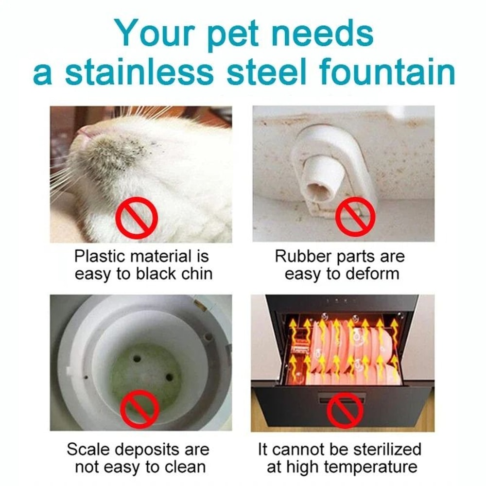 Stainless Steel Automatic Pet Water Fountain Ultra Quiet Sensor Drinking Dispenser For Cats And Dog 8