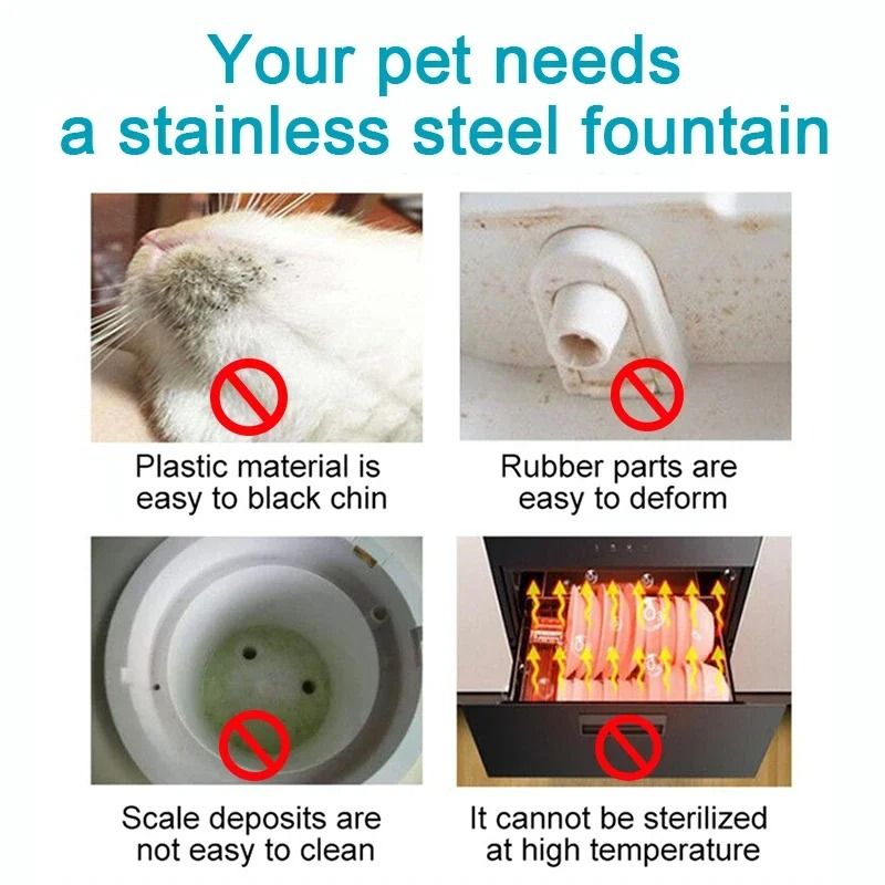 Stainless Steel Automatic Pet Water Fountain Ultra Quiet Sensor Drinking Dispenser For Cats And Dog 8