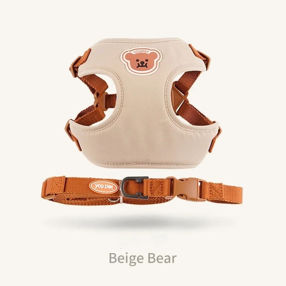 Cute Bear Pet Harness And Leash Set Adjustable Breathable Vest For Dogs And Cats 3