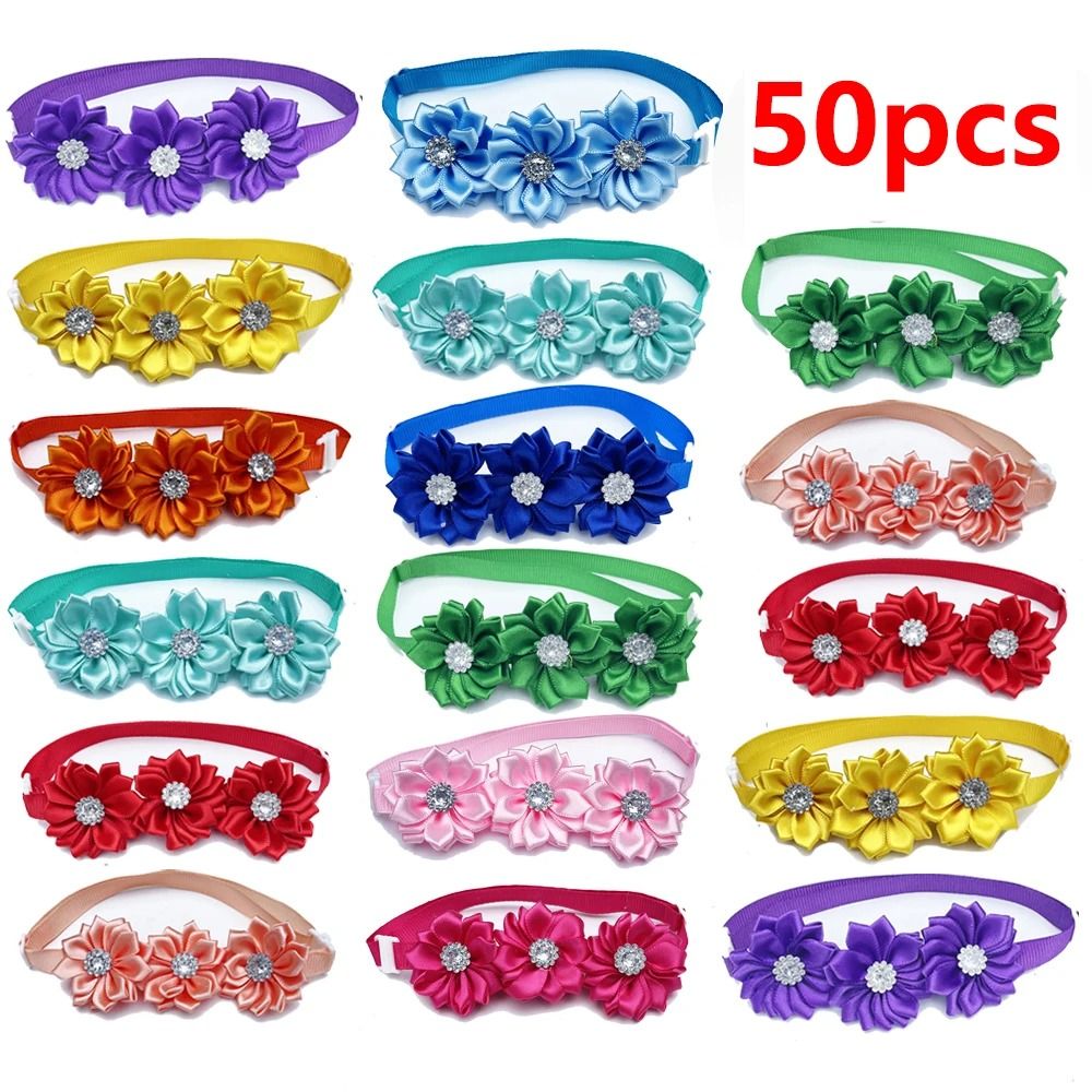 Dog Bow Tie Flower Collar Accessories For Small Dogs Cats And Puppies 1