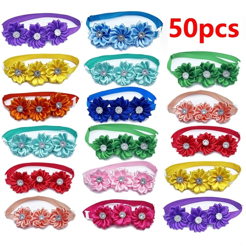 Dog Bow Tie Flower Collar Accessories For Small Dogs Cats And Puppies 1