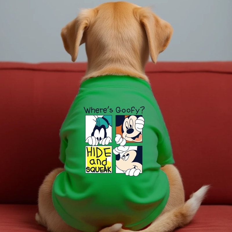 Wheres Goofy Printed Pet T Shirt Soft Breathable Dog And Cat Clothing 2