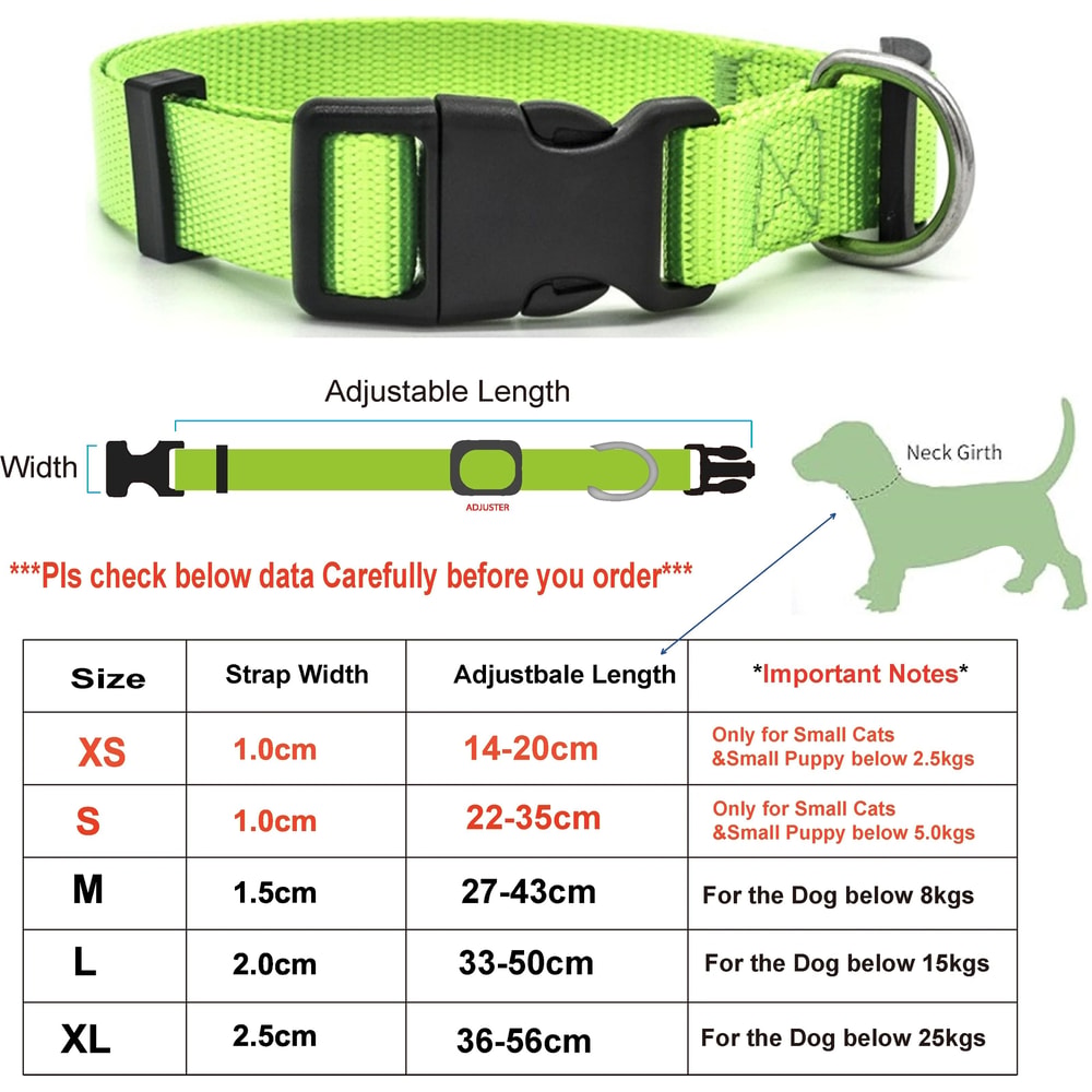Adjustable Nylon Pet Collar Durable Neck Band For Puppies Cats And Small Dogs 6
