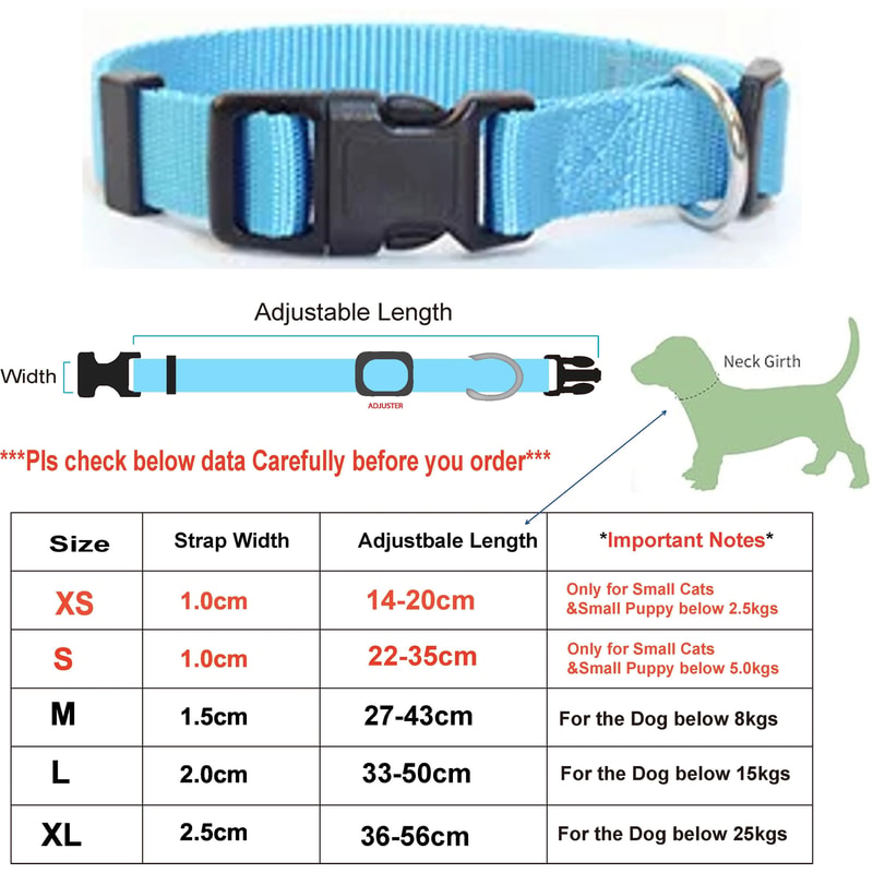 Adjustable Nylon Pet Collar Durable Neck Band For Puppies Cats And Small Dogs 5