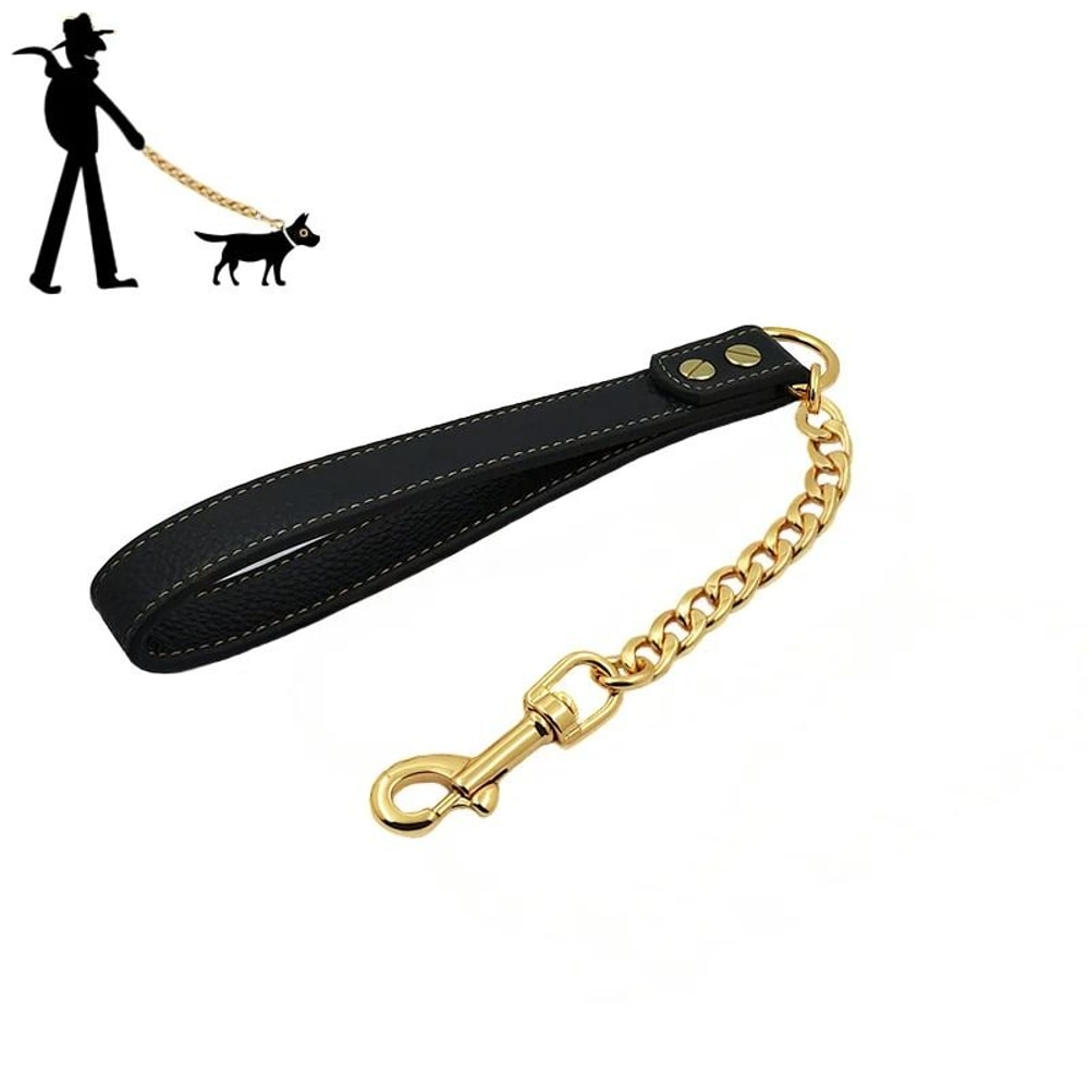 Gold Stainless Steel Dog Leash Strong Metal Chain Lead For Small Medium And Large Dogs 3