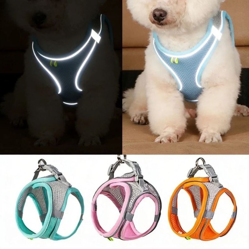 Reflective Breathable Pet Harness Vest And Leash Set For Dogs And Cats 4