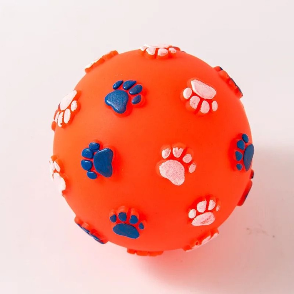 Footprint Rubber Dog Sound Ball Interactive Puppy Chew Toy 2