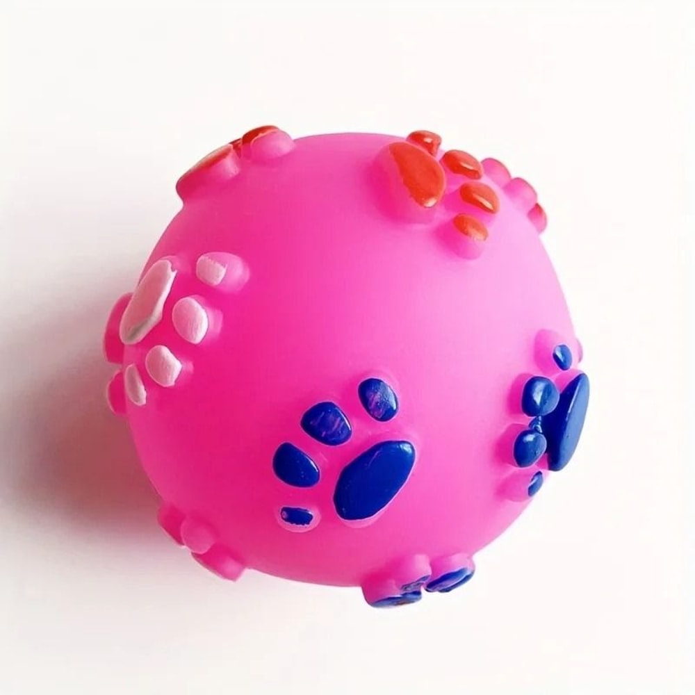 Footprint Rubber Dog Sound Ball Interactive Puppy Chew Toy 1
