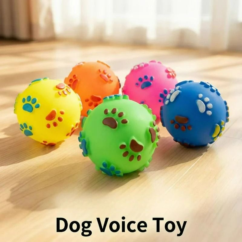 Footprint Rubber Dog Sound Ball Interactive Puppy Chew Toy 6