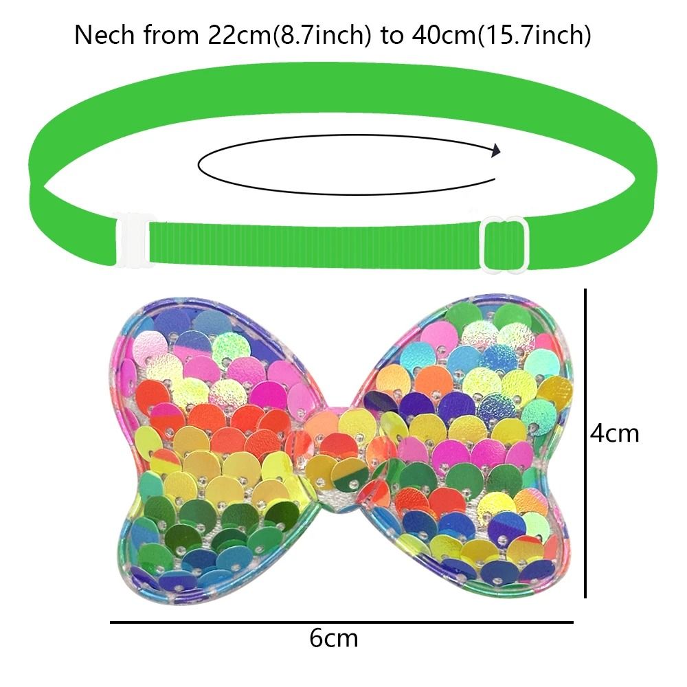 Sequin Pet Dog Bow Tie Collar Set For Puppy Grooming And Party Styling 2