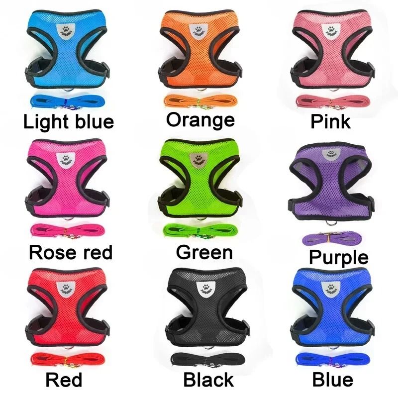 Adjustable Breathable Dog Harness Vest With Walking Leash For Small And Medium Pets 12