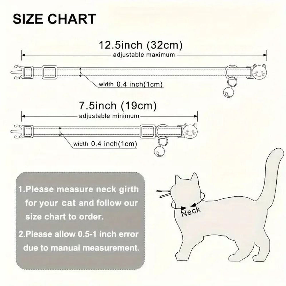 Reflective Personalized Cat Collar Set With Safety Buckle And Custom Engraved ID 11