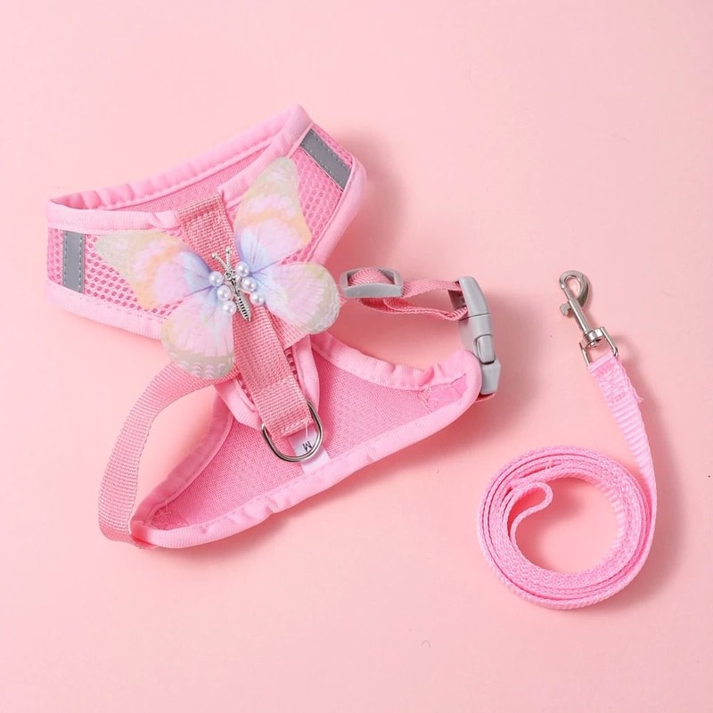 Breathable Butterfly Cat Harness And Leash Set For Small Dogs And Puppies 3