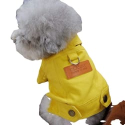 denim dog jacket outfit with leash ring for small and medium dogs