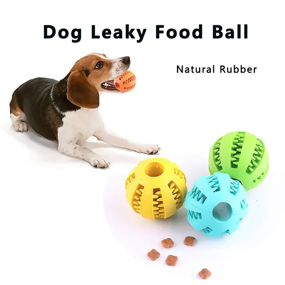 Natural Rubber Dog Treat Dispensing Ball Interactive Chew Toy For Teeth Cleaning 0
