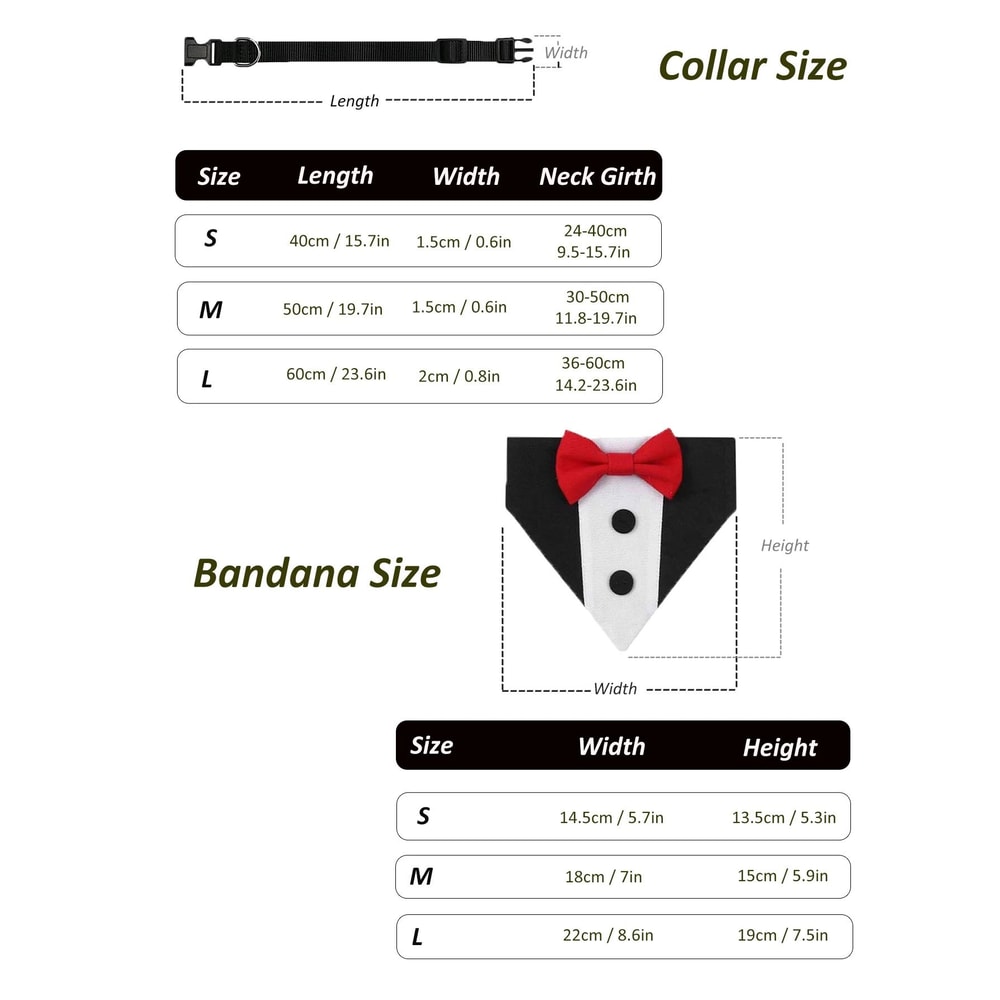 Sucado Pet Wedding Collar With Bow Tie And Bandana For Dogs And Cats 8