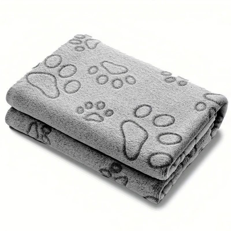 Cozy Plush Dog Paw Print Blanket Soft Flannel Pet Bed Mat For Cats And Small To Medium Dogs 0