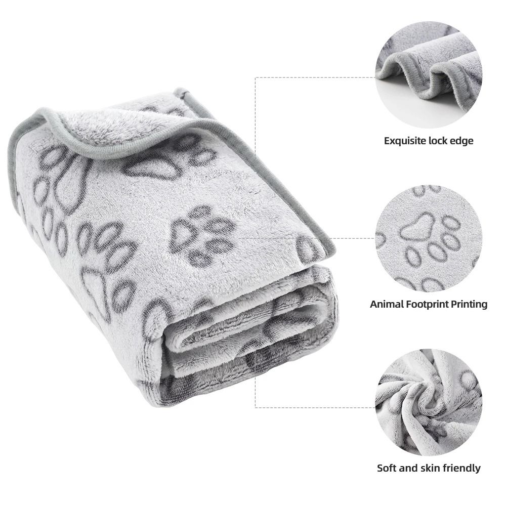 Cozy Plush Dog Paw Print Blanket Soft Flannel Pet Bed Mat For Cats And Small To Medium Dogs 4