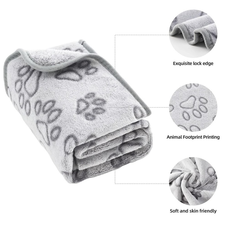 Cozy Plush Dog Paw Print Blanket Soft Flannel Pet Bed Mat For Cats And Small To Medium Dogs 4