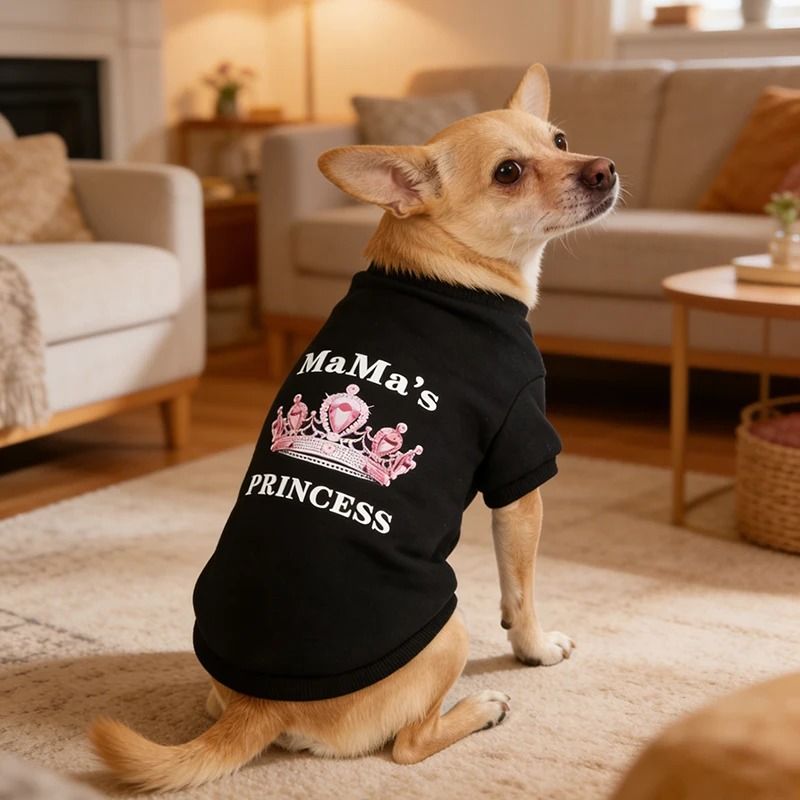 Princess And Mamas Print Pet Sweatshirt Soft Pullover Outfit For Dogs And Cats 6