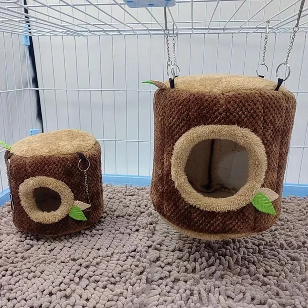 Tree Stump Shape Hamster Hammock Bed Cozy Small Animal Pet House For Hamsters And Rats 3