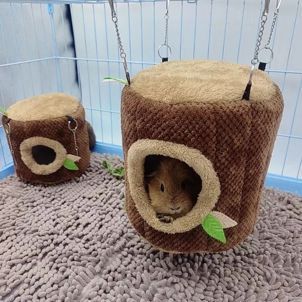 Tree Stump Shape Hamster Hammock Bed Cozy Small Animal Pet House For Hamsters And Rats 6