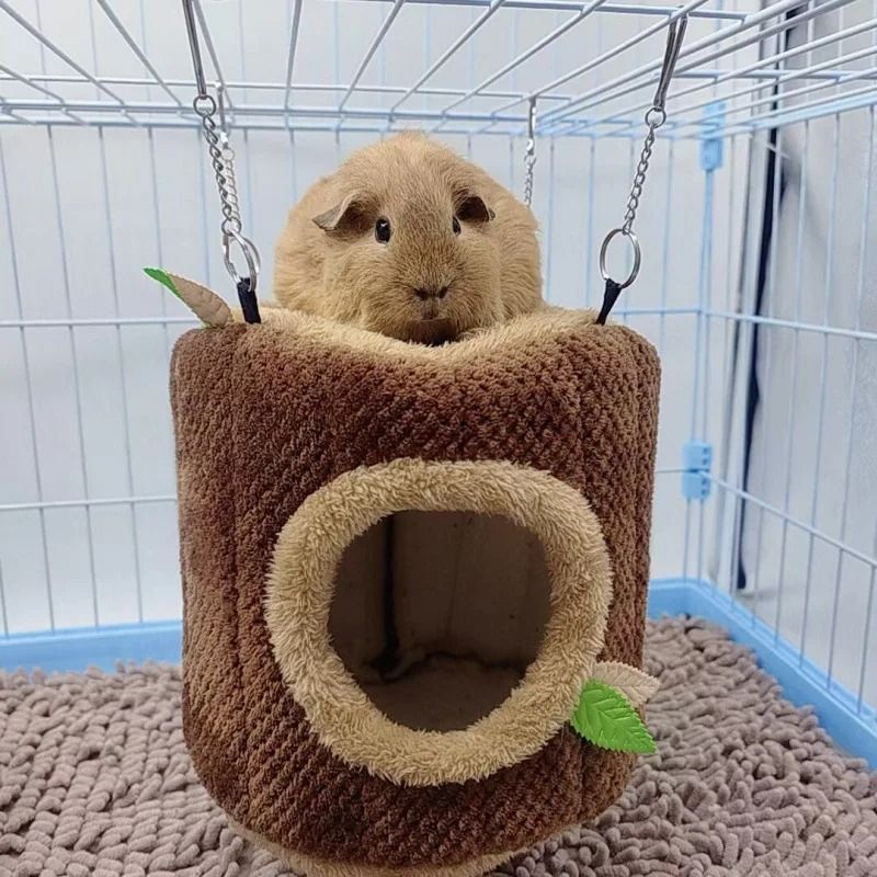 Tree Stump Shape Hamster Hammock Bed Cozy Small Animal Pet House For Hamsters And Rats 8
