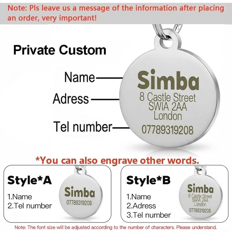 Personalized Pet ID Tag Engraved Glitter Paw Collar Pendant For Dogs And Cats 10