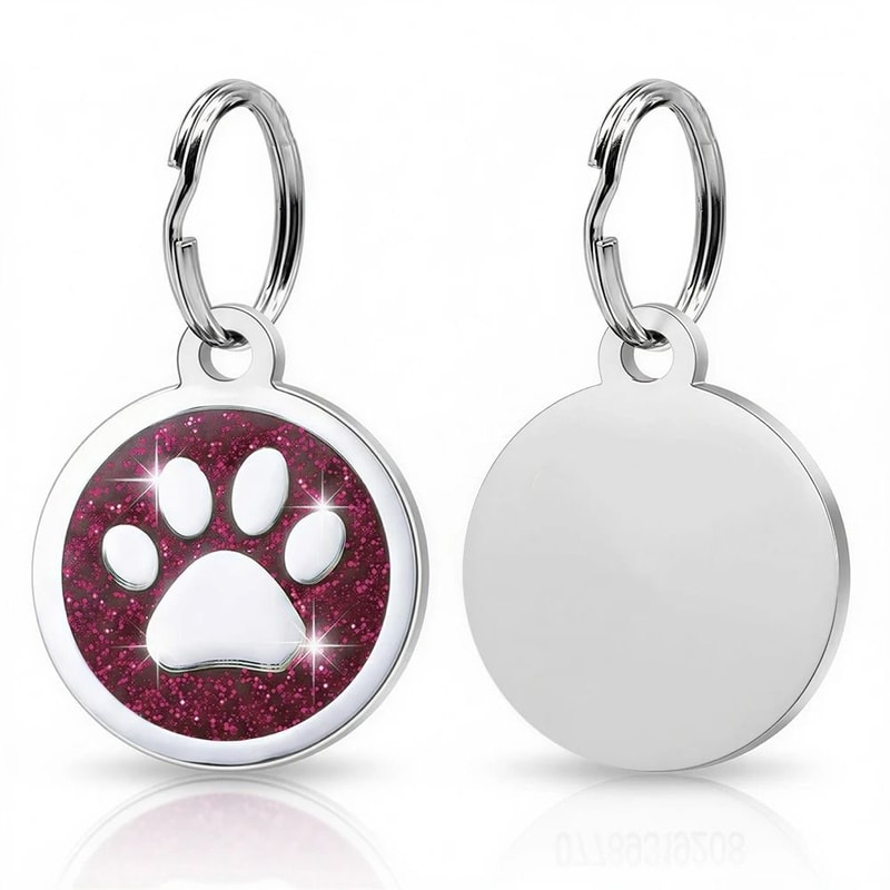 Personalized Pet ID Tag Engraved Glitter Paw Collar Pendant For Dogs And Cats 2