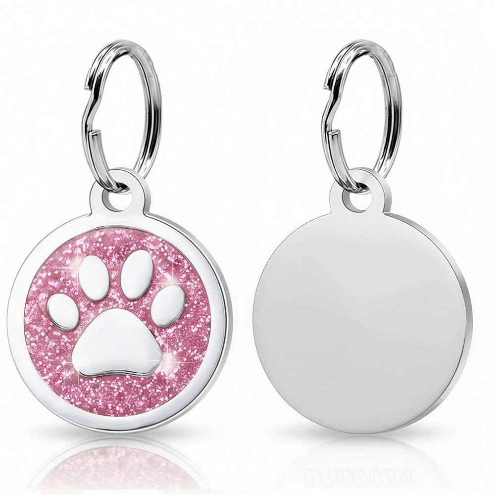 Personalized Pet ID Tag Engraved Glitter Paw Collar Pendant For Dogs And Cats 6