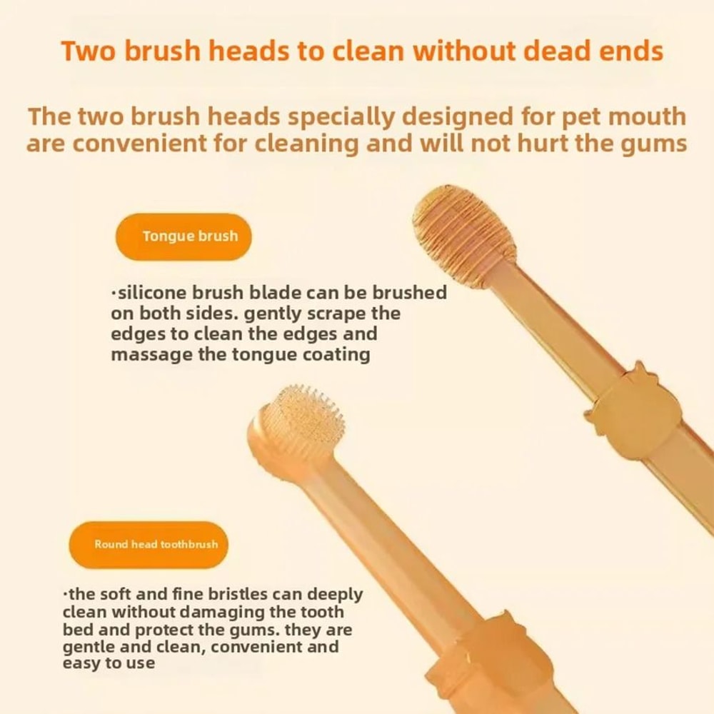 PETCLEAR Soft Silicone Pet Toothbrush Set For Dogs And Cats Multi Angle Oral Care Brush 3