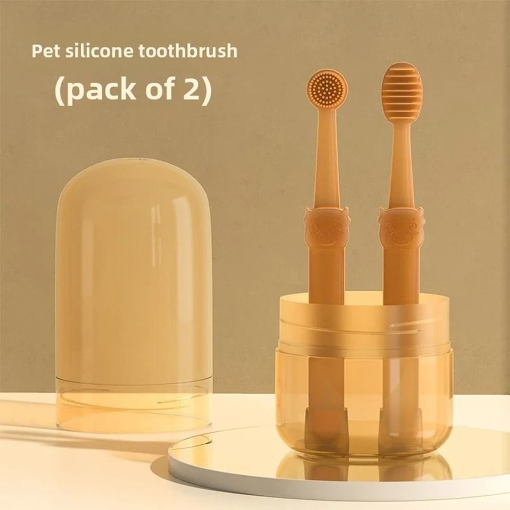 PETCLEAR Soft Silicone Pet Toothbrush Set For Dogs And Cats Multi Angle Oral Care Brush 4