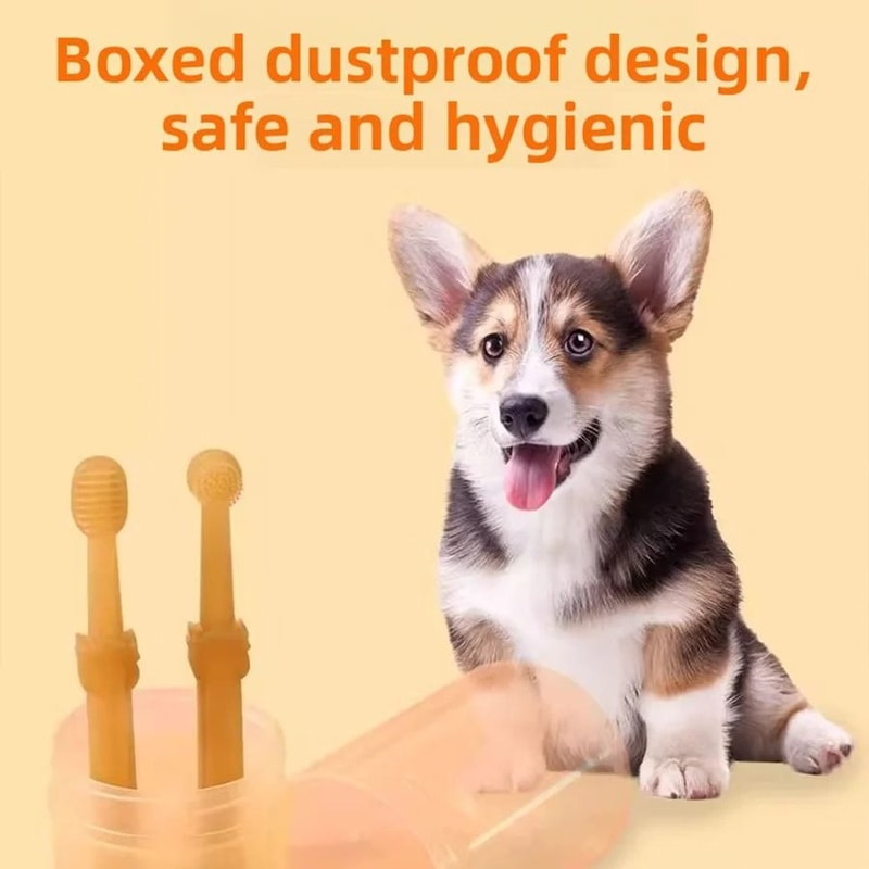 PETCLEAR Soft Silicone Pet Toothbrush Set For Dogs And Cats Multi Angle Oral Care Brush 0