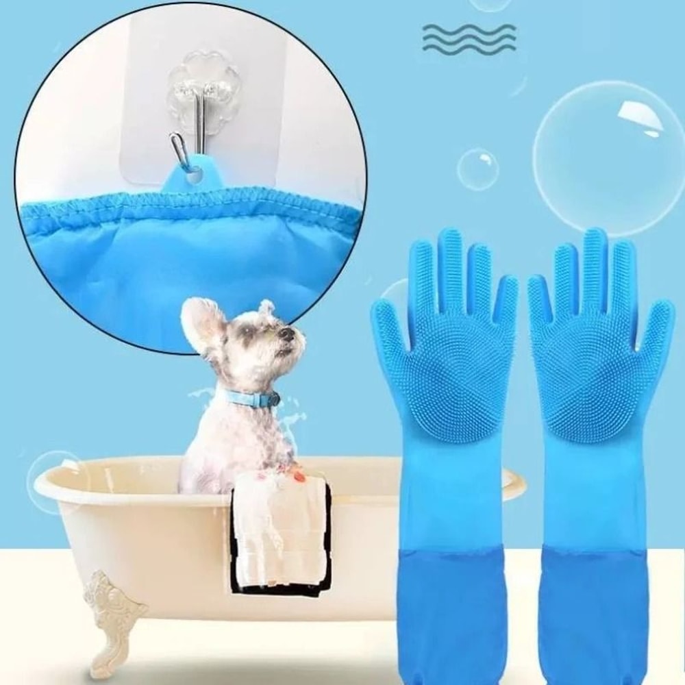 Extended Silicone Pet Grooming Gloves Hair Removal And Bathing Brush For Dogs And Cats 2