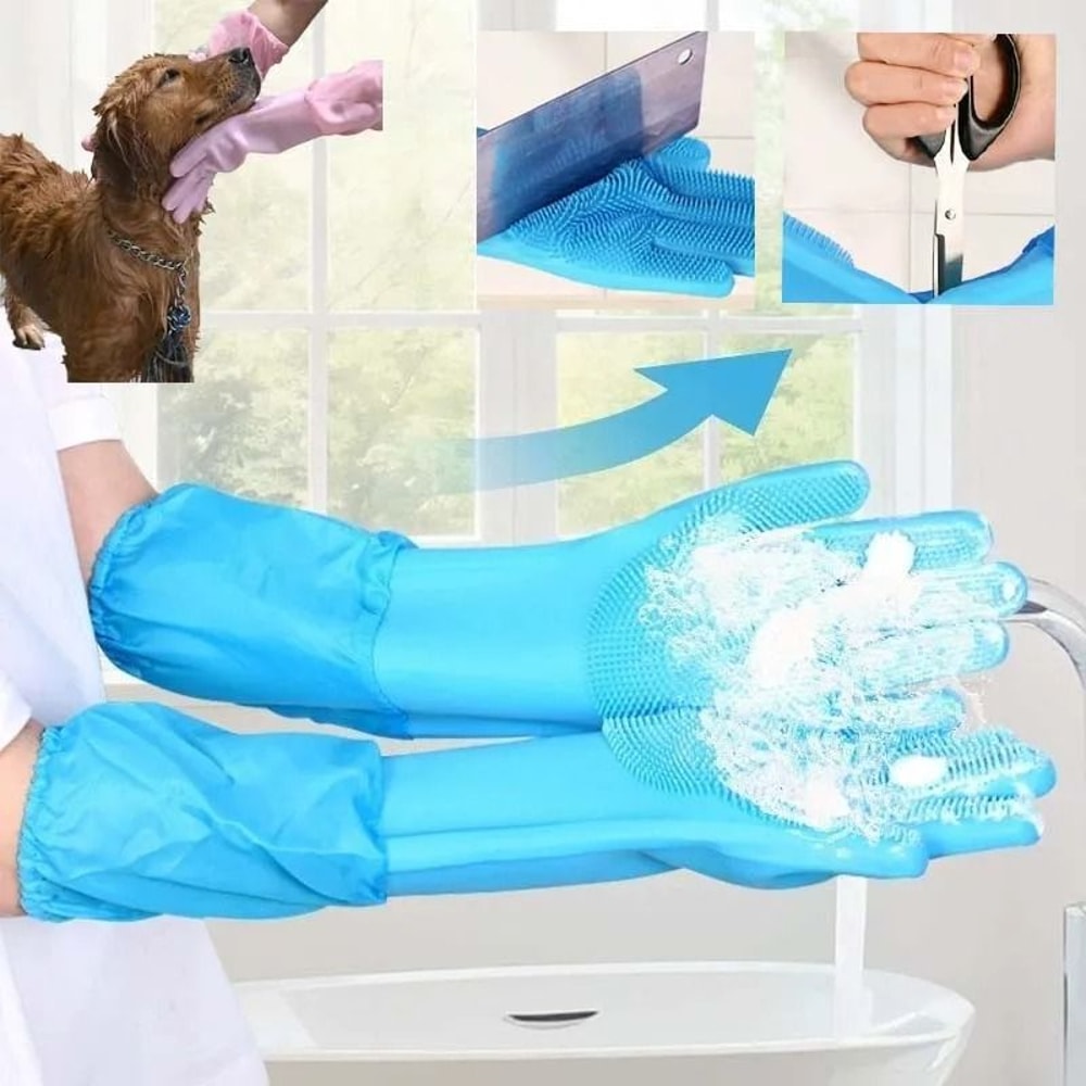 Extended Silicone Pet Grooming Gloves Hair Removal And Bathing Brush For Dogs And Cats 6