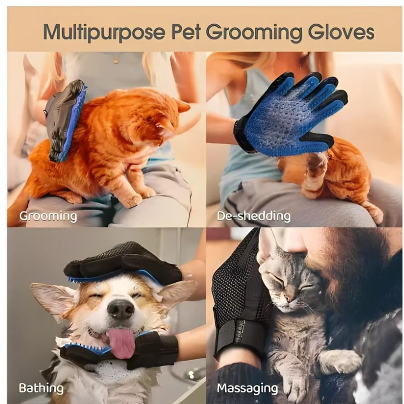 Deshedding Pet Grooming Glove Hair Removal Massage Brush For Dogs And Cats 8