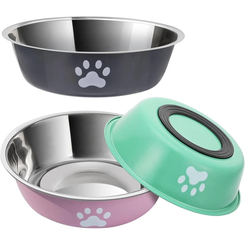 Stainless Steel Dog Feeding Bowl Non Slip Food And Water Dish For Dogs And Cats 0