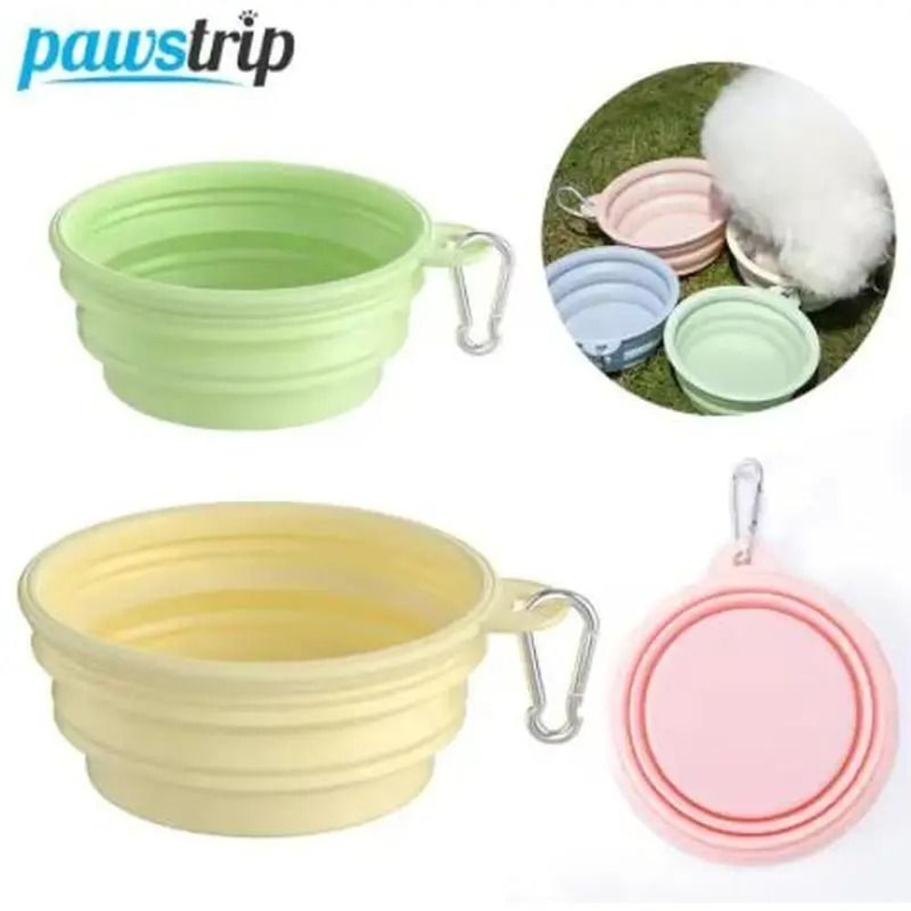 Collapsible Silicone Travel Dog Bowl Portable Folding Food And Water Bowl For Dogs And Cats 0