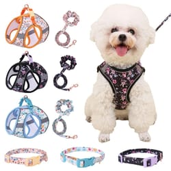 adjustable small dog harness and leash set soft puppy vest for cats and small pets