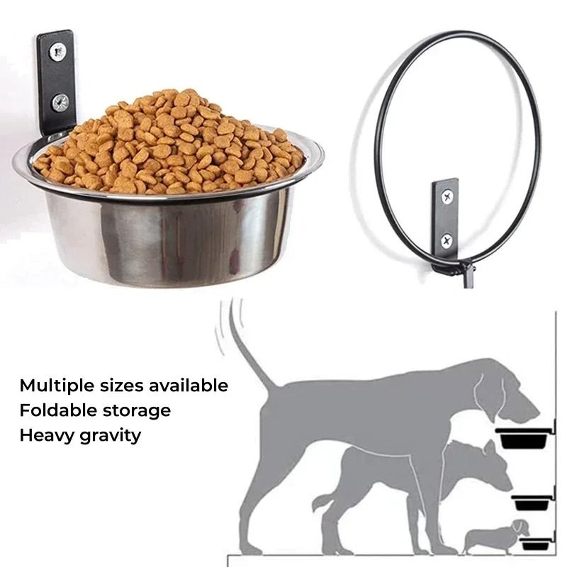 Wall Mounted Stainless Steel Pet Food Bowl Elevated Dog And Cat Feeding Bowl 5
