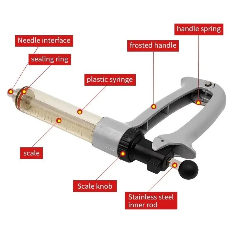 Semi Automatic Veterinary Vaccine Syringe Adjustable Livestock Injection Syringe For Cattle And She 3